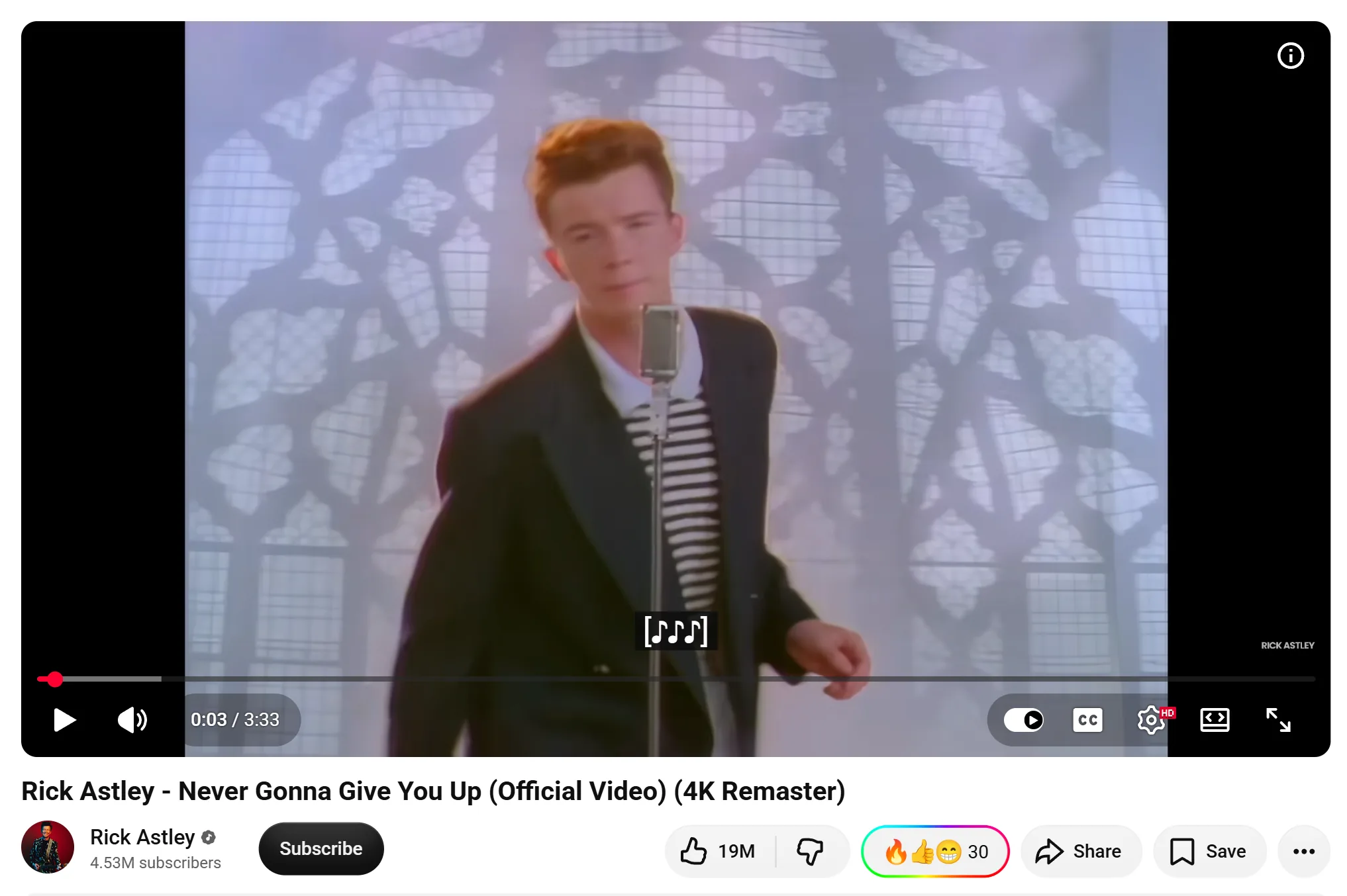 The Emojery button sitting in YouTube's action row, next to Like, Dislike and Share